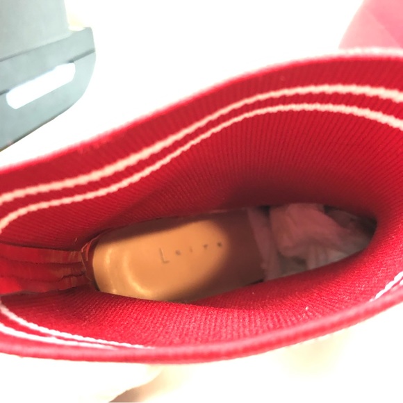 LEITH Red with white striped stretch booties . Size 9 - Picture 5 of 6